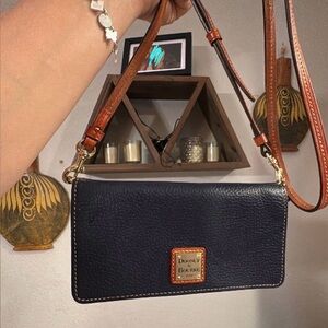 Dooney & Bourke Dark Blue and Tan Crossbody Bag